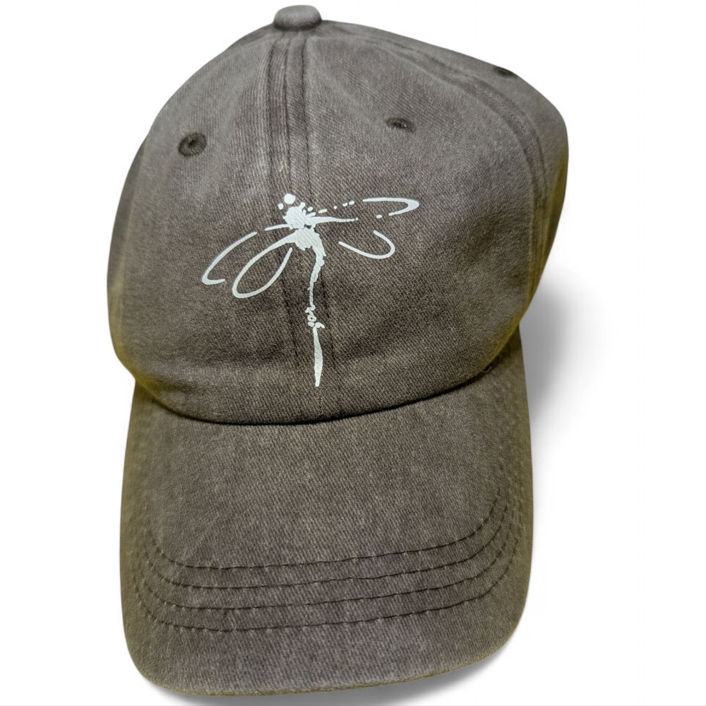 NEW Dragonfly Cap Distressed Acid Wash Brownish Green O/S Adjustable Hat Unisex